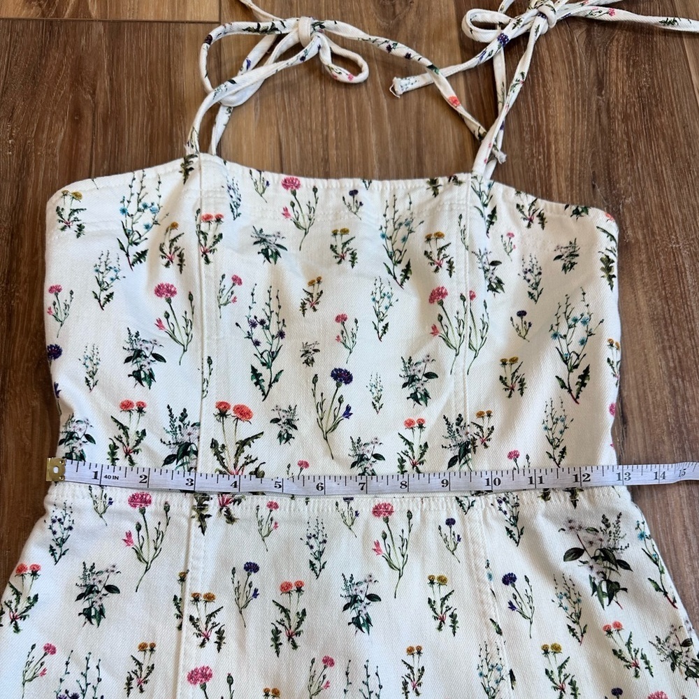 Alice + Olivia Jensen Floral Denim Spaghetti Strap Mini Dress Sz 4 - Picture 8 of 16
